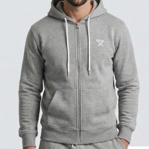 FELPA ZIP CAPPUCCIO GRIGIO MELANGE