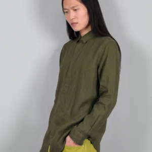 CAMICIA DI LINO VERDE SCURO