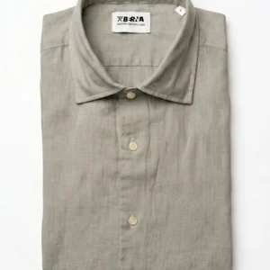 CAMICIA CLASSICA IN LINO VERDE CIPRESSO