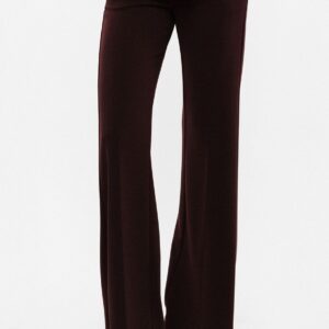 Pantaloni flare vita alta linea pulita - Plum Noir
