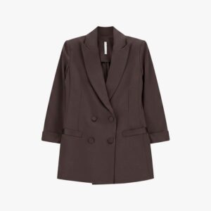 Blazer doppiopetto con maniche tre quarti - Dark Coffee
