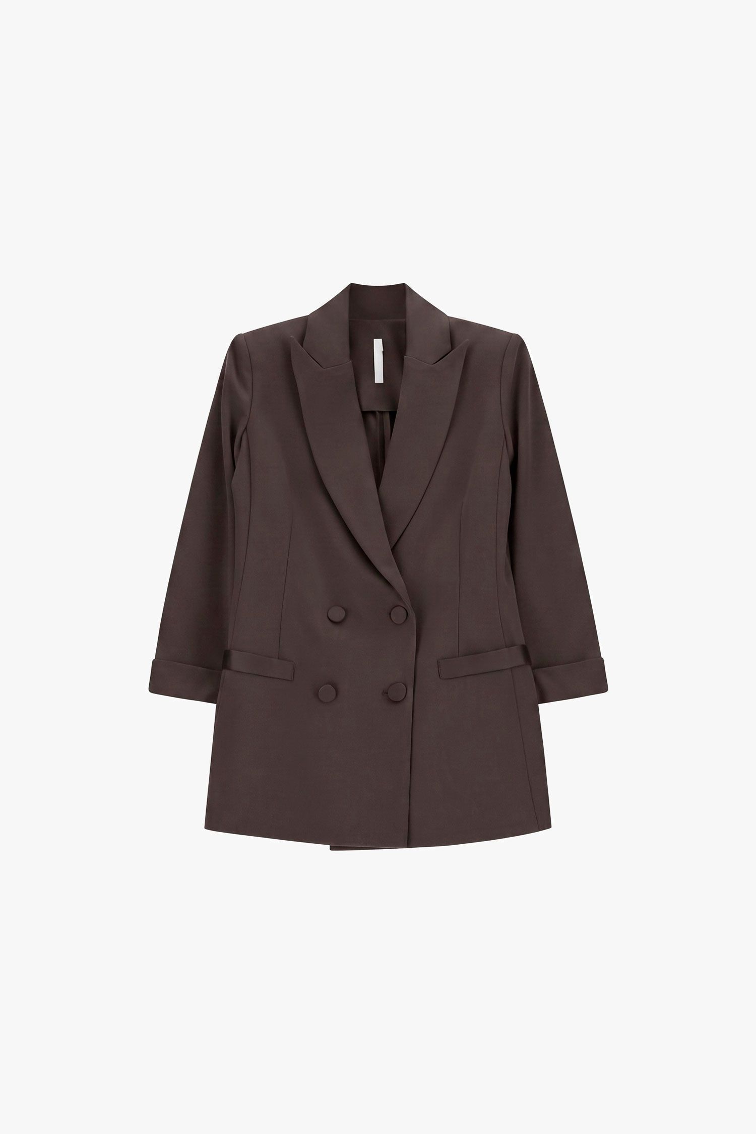 Blazer doppiopetto con maniche tre quarti - Dark Coffee