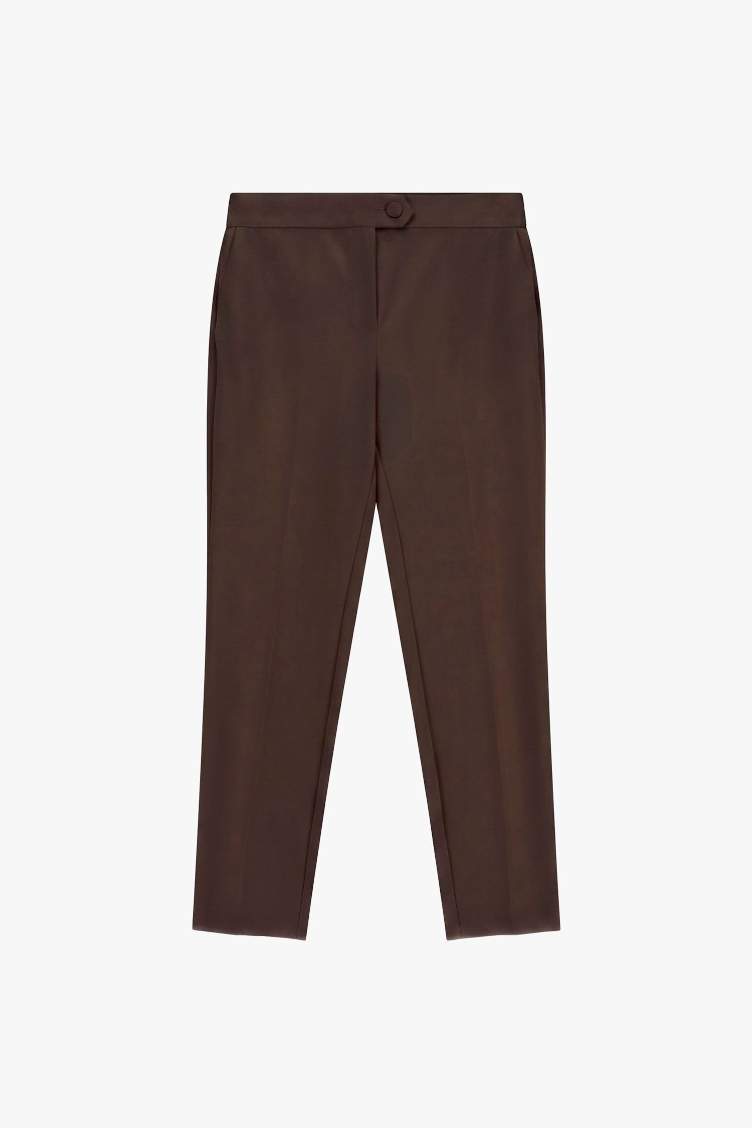 Pantaloni sartoriali linea affusolata con dettagli - Dark Coffe