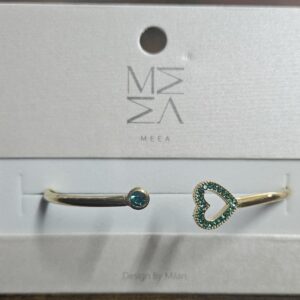 Bracciale regolabile con cuore in strass ORO/VERDE ND
