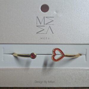 Bracciale regolabile con cuore in strass ORO/ROSSO ND