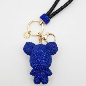 PORTACHIAVI CON CIONDOLO STRASS A FORMA DI ORSETTO ORO/BLU