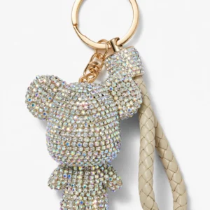 PORTACHIAVI CON CIONDOLO STRASS A FORMA DI ORSETTO ORO/CHAMPAGNE