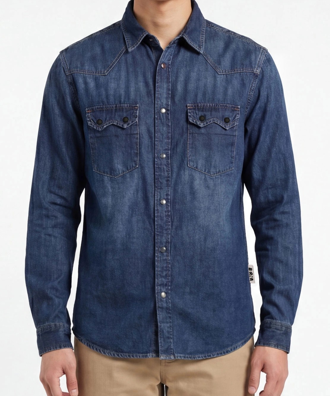 CAMICIA DENIM LAV.MEDIO/SCU COLORE UNICO