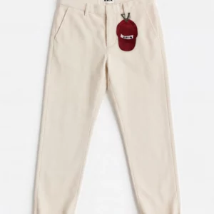 PANTALONE SLIM VELLUTO PANNA