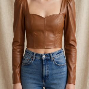 FAUX LEARHER BLUSE RUST